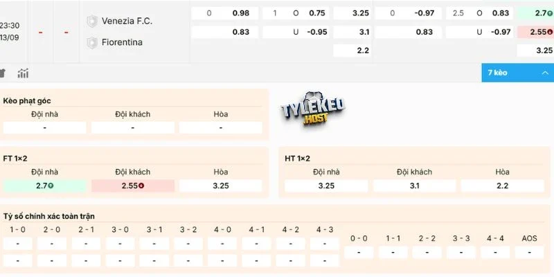 Kèo cược Venzia vs Fiorentina được quan tâm nhiều